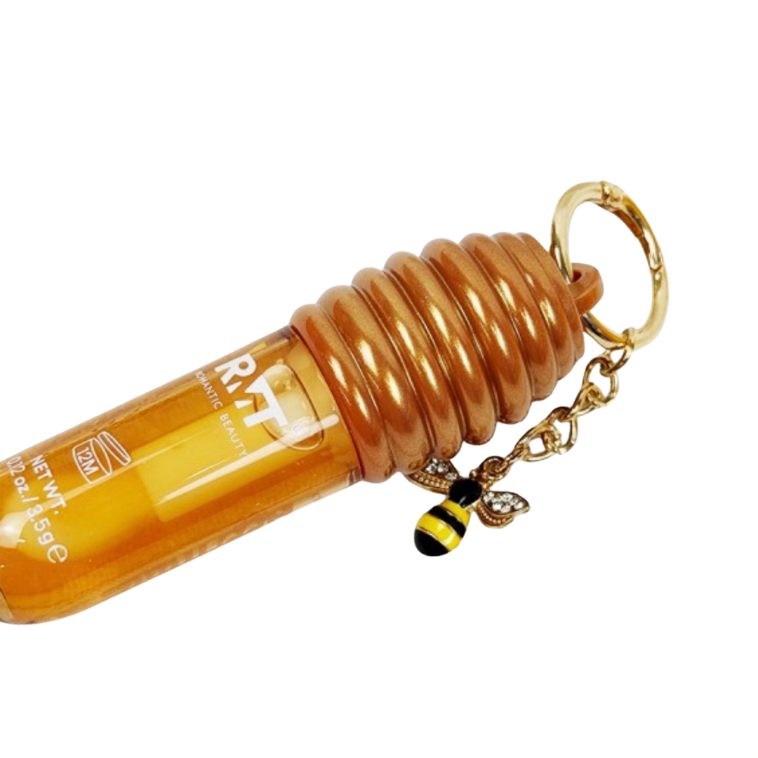 Honey Lip Gloss with Bee Keychain – Hydrating Gloss in Honey Pot Bottle