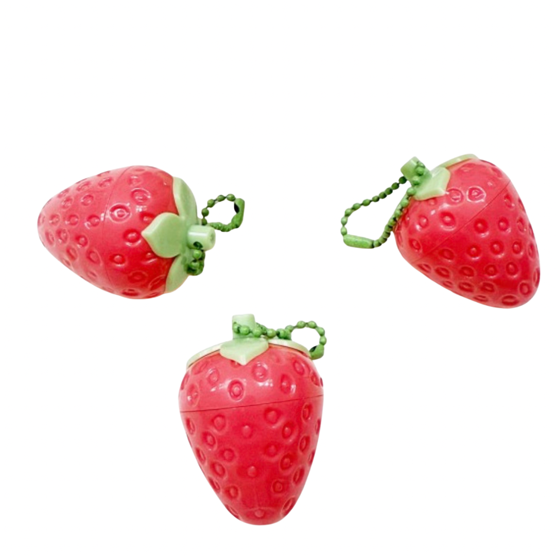 Strawberry Lip Gloss Keychain – Cute Fruit Lip Balm with Hydrating Shine