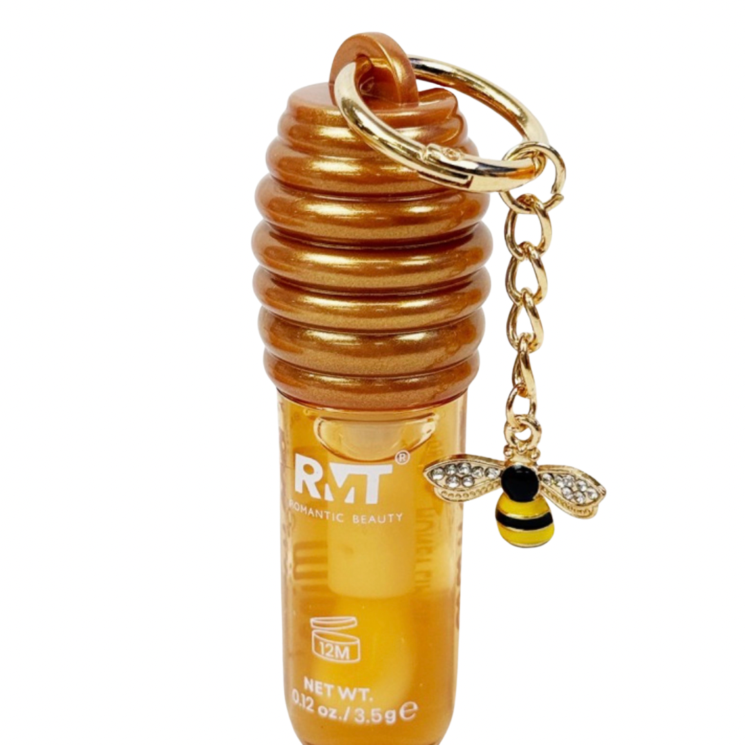 Honey Lip Gloss with Bee Keychain – Hydrating Gloss in Honey Pot Bottle