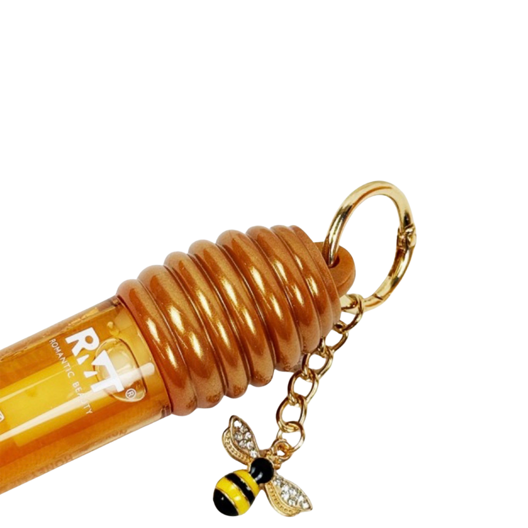 Honey Lip Gloss with Bee Keychain – Hydrating Gloss in Honey Pot Bottle