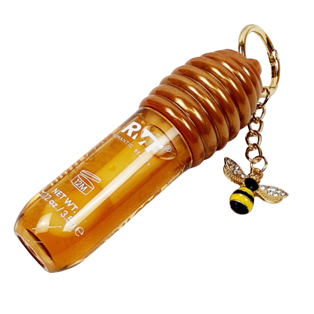 Honey Lip Gloss with Bee Keychain – Hydrating Gloss in Honey Pot Bottle