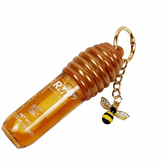 Honey Lip Gloss with Bee Keychain – Hydrating Gloss in Honey Pot Bottle