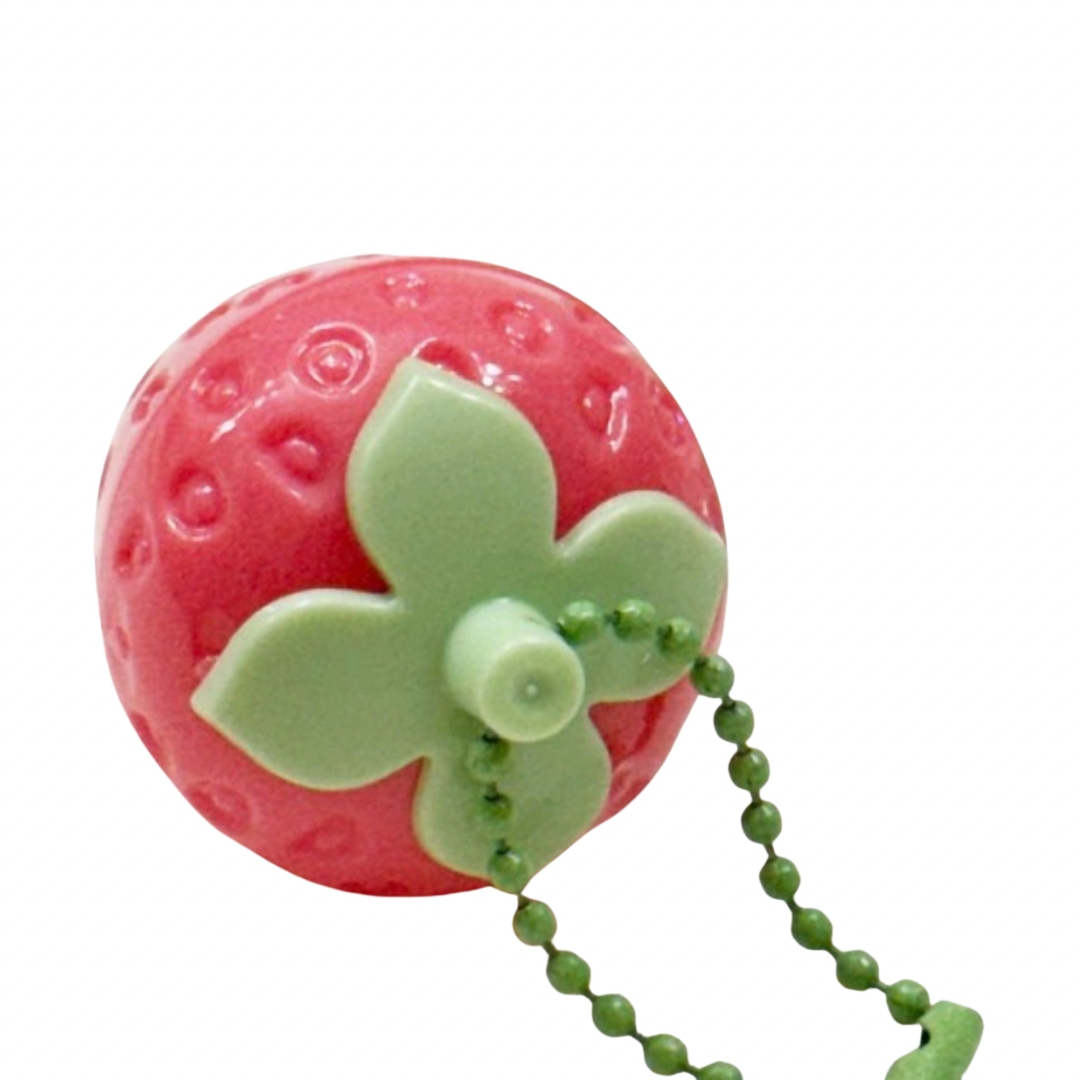 Strawberry Lip Gloss Keychain – Cute Fruit Lip Balm with Hydrating Shine