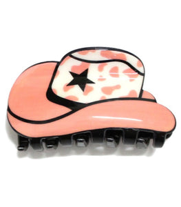 Cowgirl Hat Hair Claw in Pink